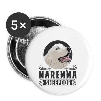 Maremma Sheepdog Maremmano Abruzzese Pastore Dog - Buttons large 2.2''/56 mm (5-pack) - white - Front