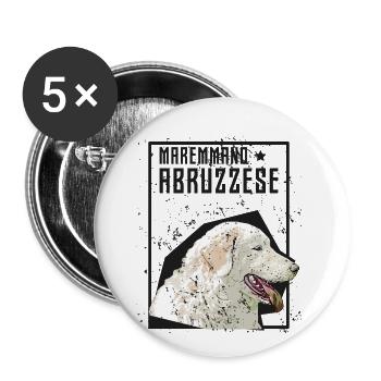 Pastore Maremmano Abruzzese Herd Protection HerdIng Dog - Buttons large 2.2''/56 mm (5-pack) - white - Front