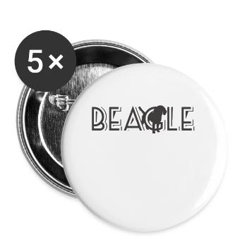 Beagle Beagles Hund Dog Geschenke - Buttons groß 56 mm (5er Pack) - Weiß - Vorne