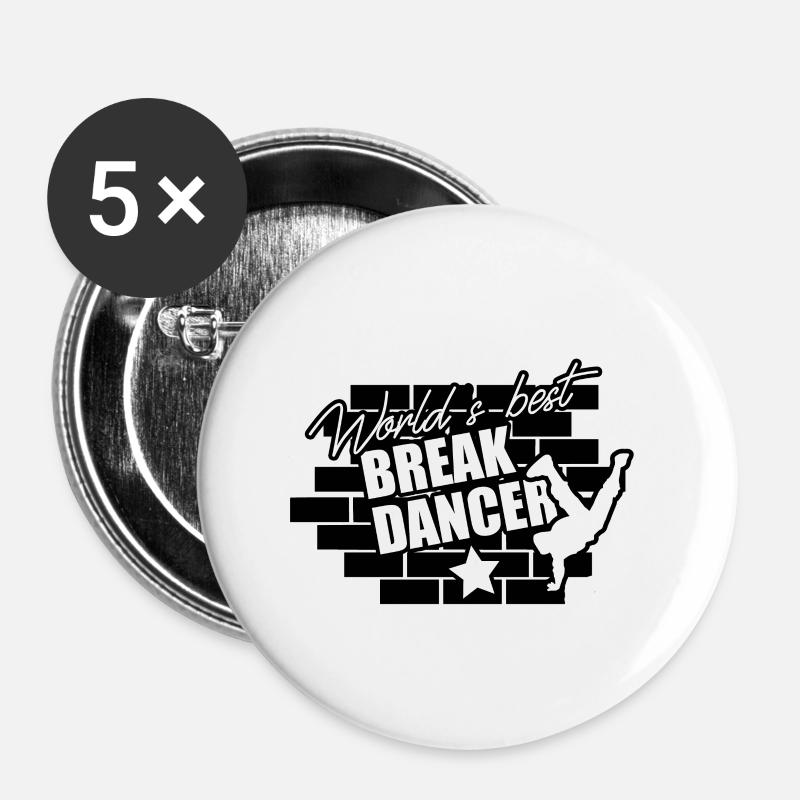 Tanz Breakdance Breakdancing Breakdancer Geschenk - Buttons groß 56 mm (5er Pack) - Weiß