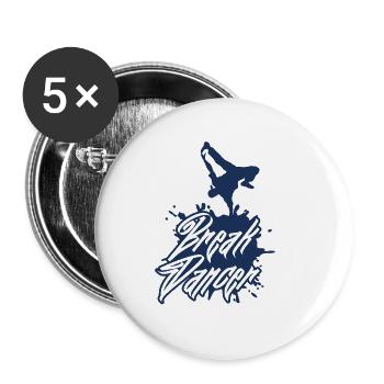 Break Breakdancer Breakdancing Breakdance Dance - Buttons large 2.2''/56 mm (5-pack) - white - Front