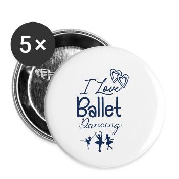 Ballett - Buttons groß 56 mm (5er Pack) - Weiß - Vorne