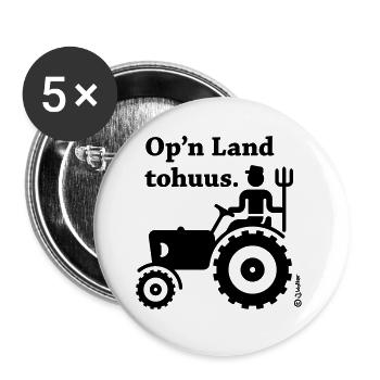 Op’n Land tohuus. (Plattdeutsch) - Buttons groß 56 mm (5er Pack) - Weiß - Vorne
