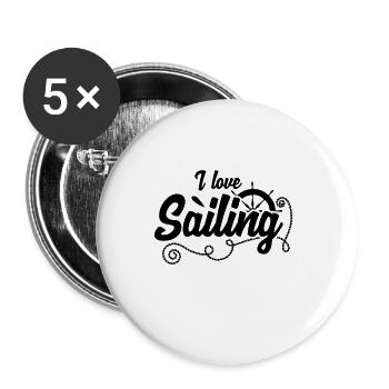 Segeln Seglerin Segelboot Segler Segelschule - Buttons groß 56 mm (5er Pack) - Weiß - Vorne