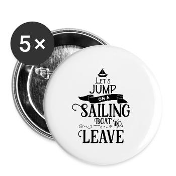 Voilier voilier voile navigant école de voile voile - Lot de 5 grands badges (56 mm) - blanc - Devant
