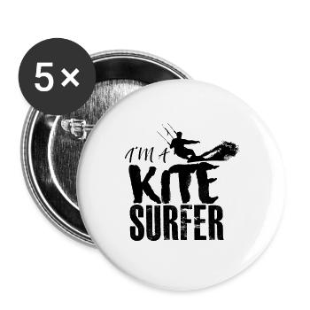 Kitesurfen - Buttons groß 56 mm (5er Pack) - Weiß - Vorne