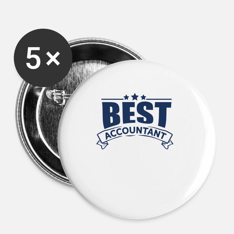 Comptable Comptable - Lot de 5 grands badges (56 mm) - blanc