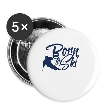 Ski Alpin Skifahrer Skier skifahren Ski fahren - Buttons groß 56 mm (5er Pack) - Weiß - Vorne