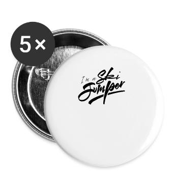 Skispringer Skisprung Sport Skispringen Ski Sprung - Buttons groß 56 mm (5er Pack) - Weiß - Vorne