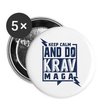 Krav Maga - Buttons groß 56 mm (5er Pack) - Weiß - Vorne
