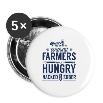 Demonstration farmer protest Bauer demo tractor - Buttons large 2.2''/56 mm (5-pack) - white - Front