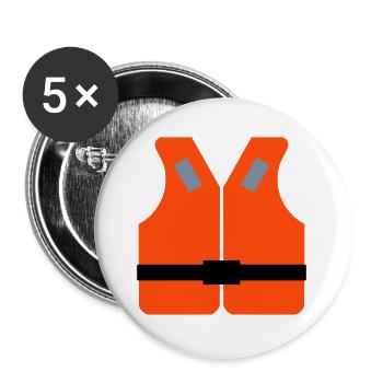 ★ Designfarben änderbar ★ Rettungsweste - Buttons groß 56 mm (5er Pack) - Weiß - Vorne