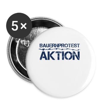 Bauernprotest Landwirt Demonstration Bauer Protest - Buttons groß 56 mm (5er Pack) - Weiß - Vorne