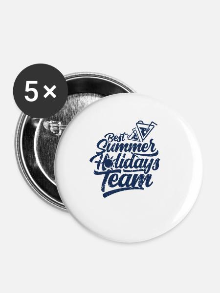 Sommerurlaub - Buttons groß 56 mm (5er Pack) - Weiß