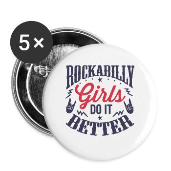 Rockabilly Girl - Lot de 5 grands badges (56 mm) - blanc - Devant