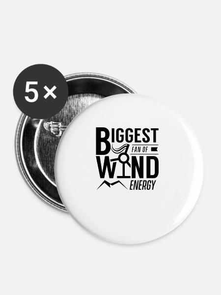 Windkraft Liebhaber - Buttons groß 56 mm (5er Pack) - Weiß