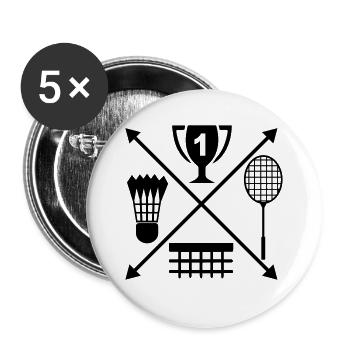 Badminton - Buttons groß 56 mm (5er Pack) - Weiß - Vorne
