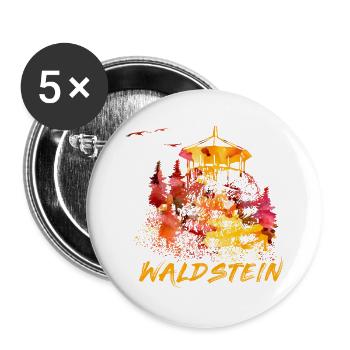 Aquarelle Waldstein Fichtelgebirge Fichtelhills - Lot de 5 grands badges (56 mm) - blanc - Devant