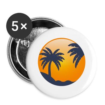 Sonne hinter Palmen - Buttons groß 56 mm (5er Pack) - Weiß - Vorne