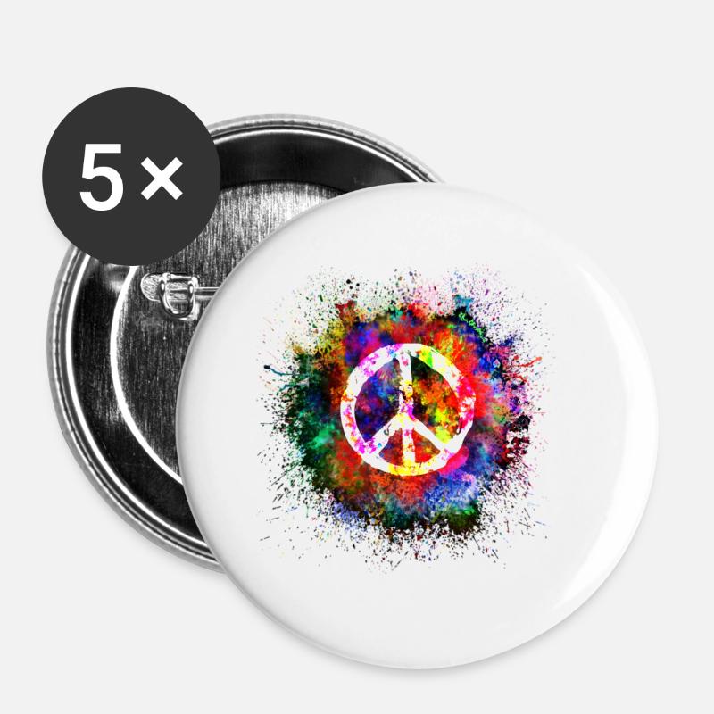 Frieden Harmonie - Buttons groß 56 mm (5er Pack) - Weiß