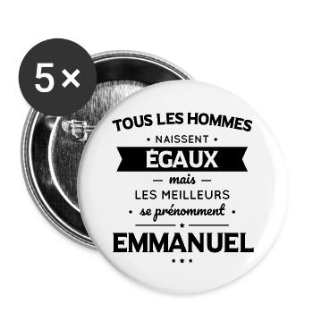 Hommes égaux meilleurs se prénomment Emmanuel - Lot de 5 grands badges (56 mm) - blanc - Devant
