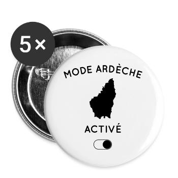 Mode Ardèche activé - Lot de 5 grands badges (56 mm) - blanc - Devant