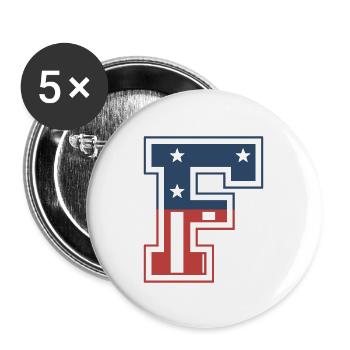 Letter F USA - Buttons large 2.2''/56 mm (5-pack) - white - Front