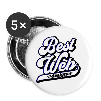 Best Web Designer | Colors can be changed - Buttons large 2.2''/56 mm (5-pack) - white - Front