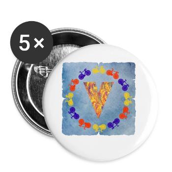 vélo e 53 v - Lot de 5 grands badges (56 mm) - blanc - Devant