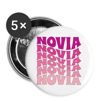 Novia Girlfriend Engagement Bridal Shower Wedding - Buttons large 2.2''/56 mm (5-pack) - white - Front