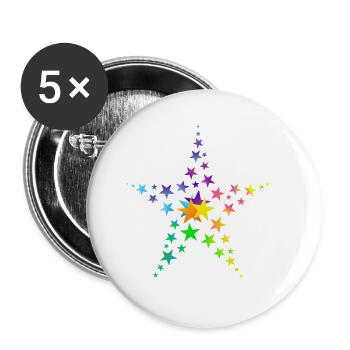Stars colorful stars many stars - Buttons large 2.2''/56 mm (5-pack) - white - Front