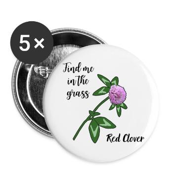 Find me in the grass... red clover - Buttons large 2.2''/56 mm (5-pack) - white - Front