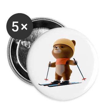Stunned skier Bear - Buttons large 2.2''/56 mm (5-pack) - white - Front