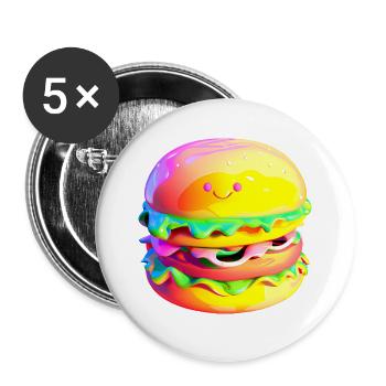 Colorful kawaii hamburger - Buttons large 2.2''/56 mm (5-pack) - white - Front