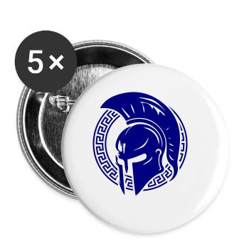 Spartaner Helm Gladiator Sparta - Buttons groß 56 mm (5er Pack) - Weiß - Vorne