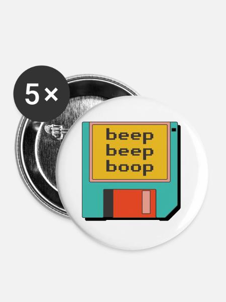 Diskette (Retro) - Buttons groß 56 mm (5er Pack) - Weiß