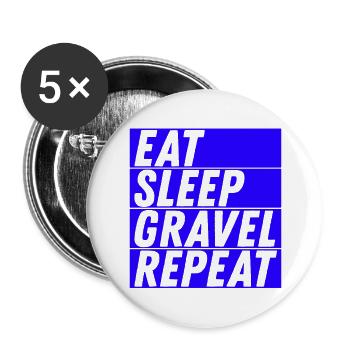 Manger Dormir Gravel Répéter Gravel Vélo Cycliste - Lot de 5 grands badges (56 mm) - blanc - Devant