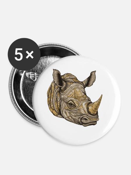 Nashorn Portrait - Buttons groß 56 mm (5er Pack) - Weiß