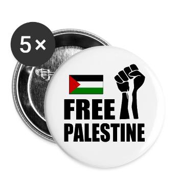 Free palestine - Buttons large 2.2''/56 mm (5-pack) - white - Front