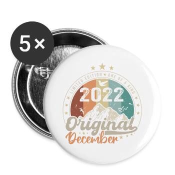 Dezember 2022 Geburtstagsgeschenk - Dezember 2022 - Buttons groß 56 mm (5er Pack) - Weiß - Vorne