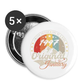Janvier 1997 Vintage Cadeau Anniversaire Rétro - Lot de 5 grands badges (56 mm) - blanc - Devant