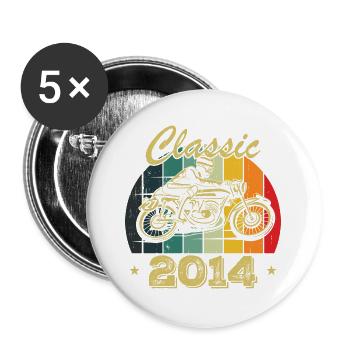 Vintage Classic Birthday Gift Born in 2014 - Buttons large 2.2''/56 mm (5-pack) - white - Front