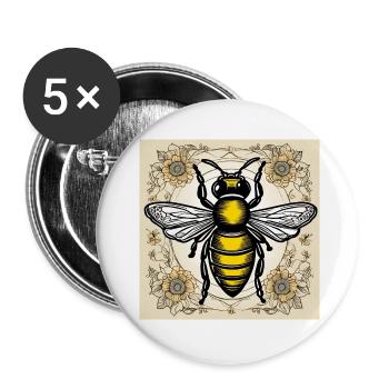 Honeybee - Buttons large 2.2''/56 mm (5-pack) - white - Front