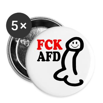 Fck afd penis - Buttons groß 56 mm (5er Pack) - Weiß - Vorne