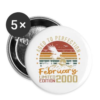 Né en Fevrier 2000 Anniversaire 2000 Février - Lot de 5 grands badges (56 mm) - blanc - Devant