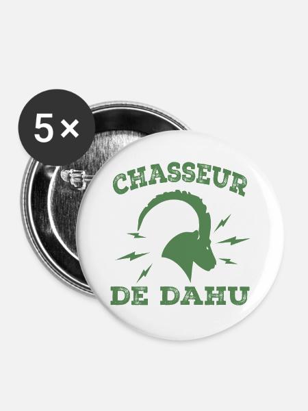 Dahu-Jäger - Buttons groß 56 mm (5er Pack) - Weiß