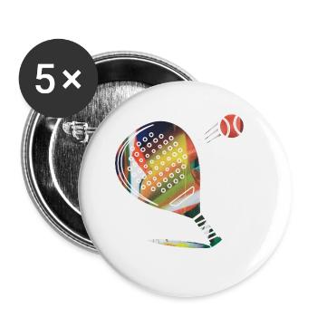 Padel Tennis, Tennis, Graffiti, Coloré - Lot de 5 grands badges (56 mm) - blanc - Devant