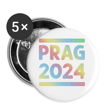 Prag 2024 Bunt Urlaub Team - Buttons groß 56 mm (5er Pack) - Weiß - Vorne