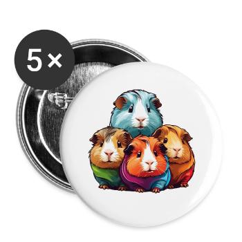 Four cute guinea pigs - Buttons large 2.2''/56 mm (5-pack) - white - Front
