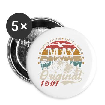 May 1991 Birthday Gift May 1991 Original - Buttons large 2.2''/56 mm (5-pack) - white - Front